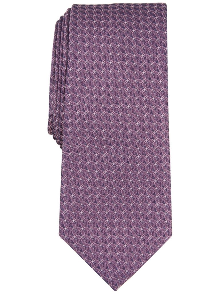 Alfani Men Tie Necktie One Size Pink Geometric